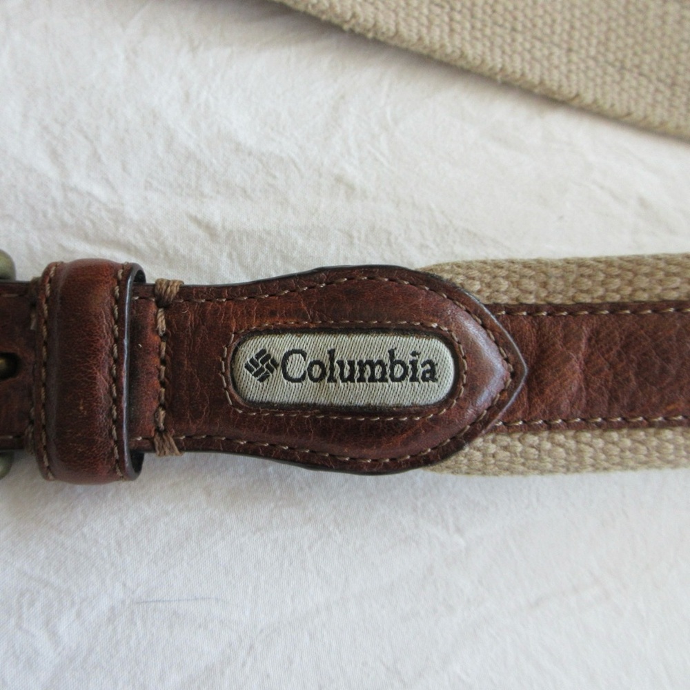Columbia Men's Beige and Brown Belt genuine leather and brass